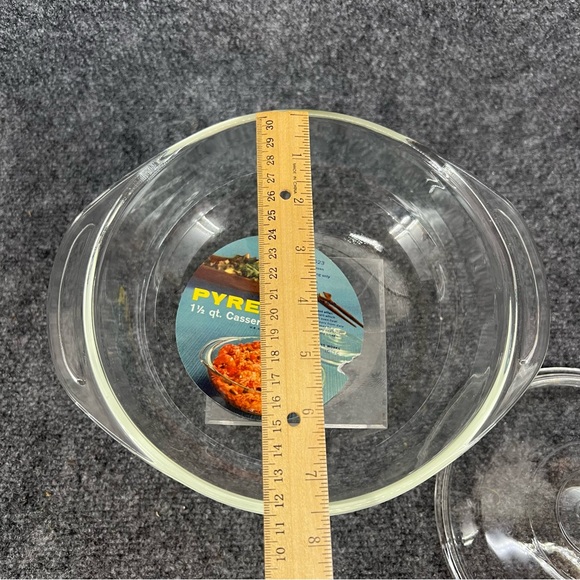 New PYREX Round Bowl 1 1/2 QT #623 Clear Casserole / Baking Dish USA with Lid - Picture 11 of 15